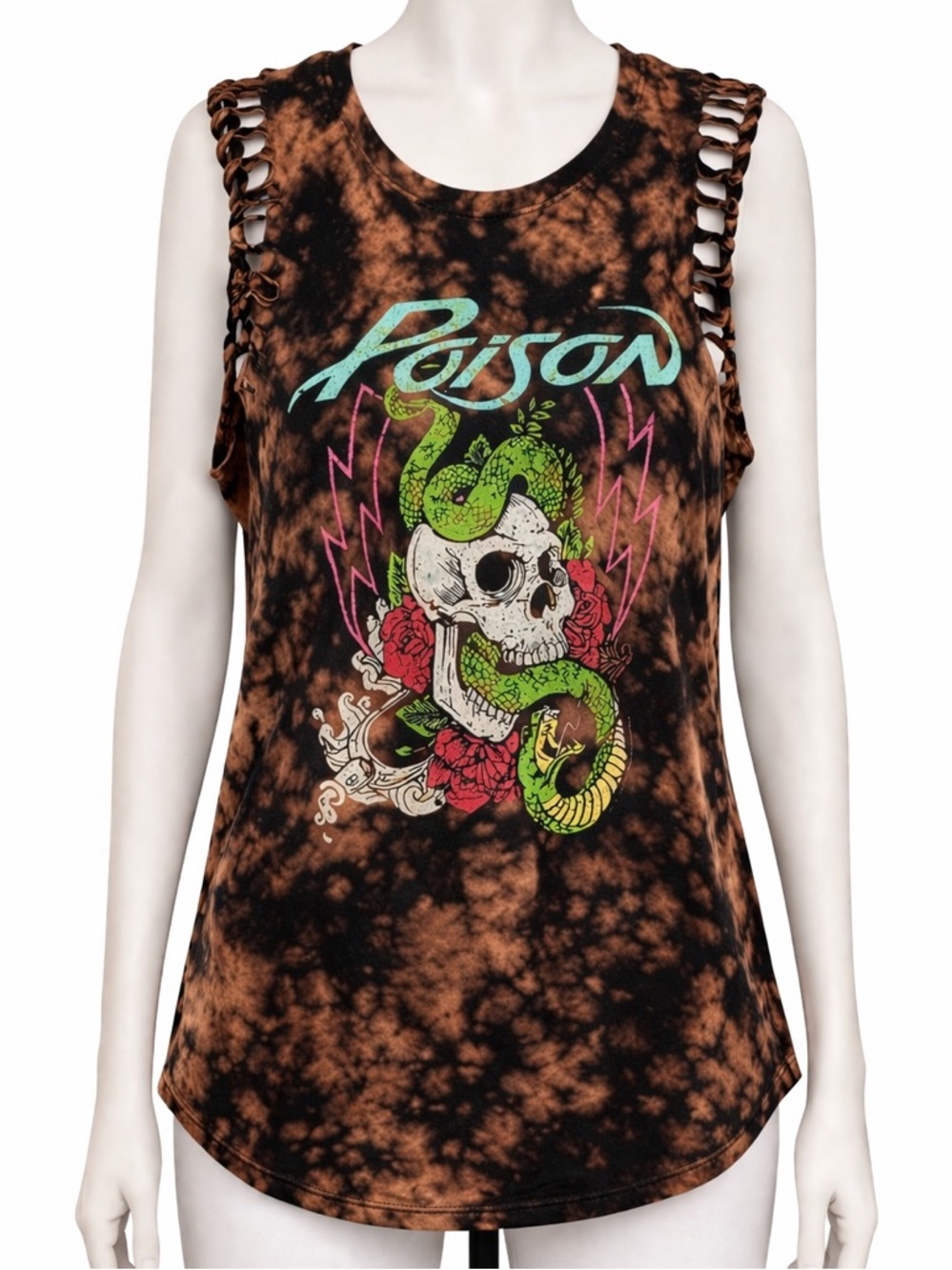 The Vinyl Icons "Poison" Black/Bleached Tie Dyed  Tank Top- 2(M)